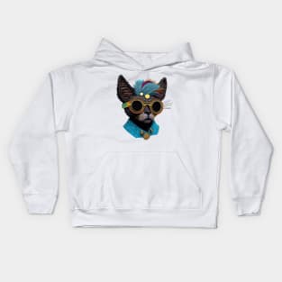 Black Cat wearing Sunglasses Sticker Kids Hoodie